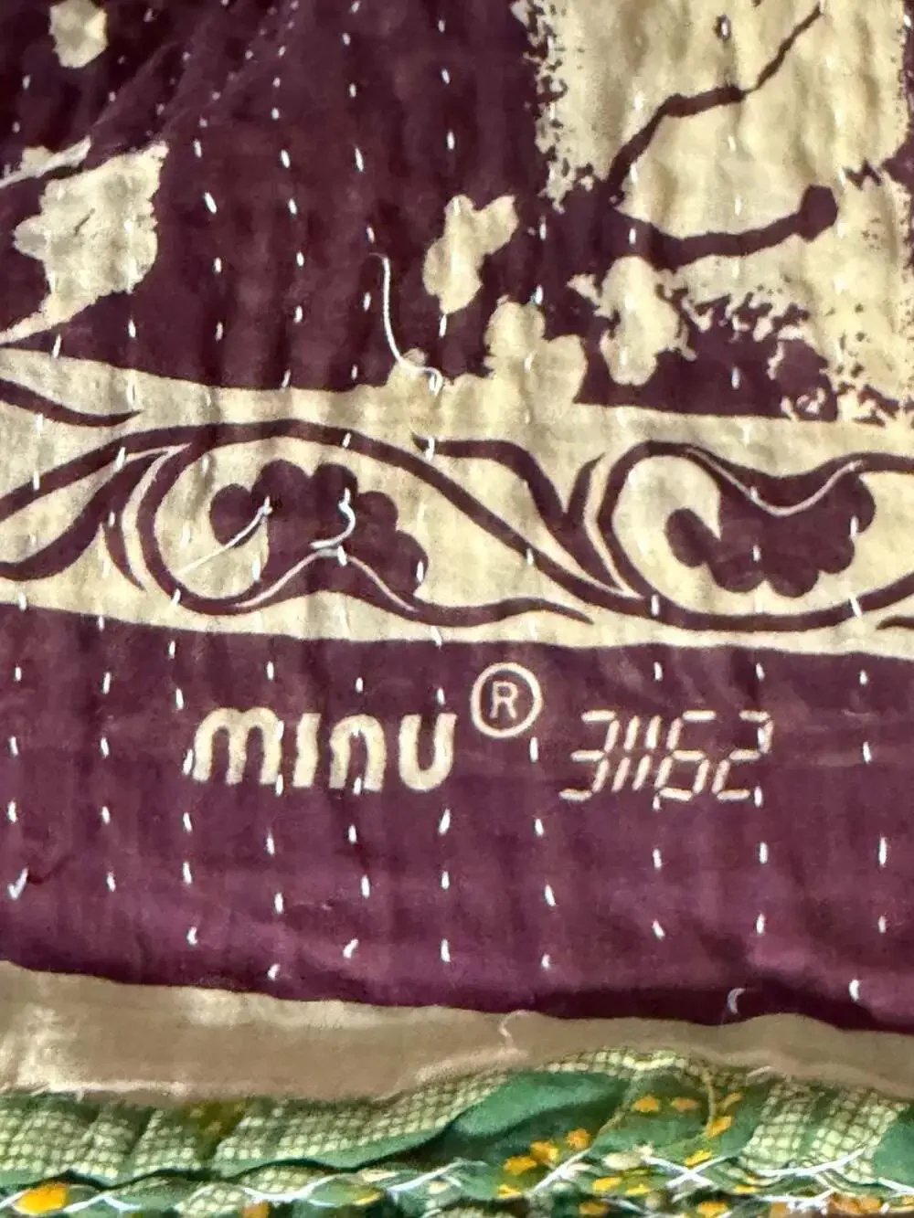 Minu Reversible Kantha Quilt Beach Throw Blanket Floral Geometric Print